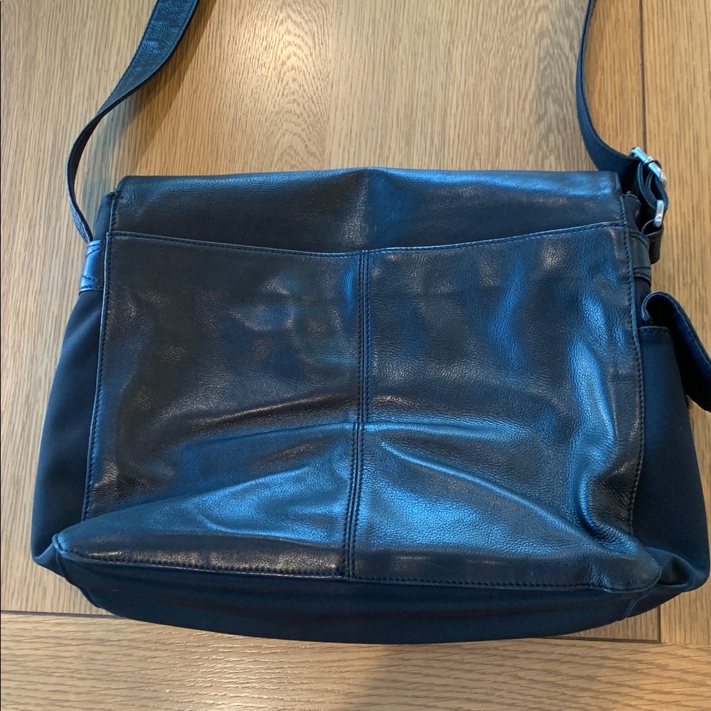 VINTAGE FOSSIL Crossbody Messenger  Black Leather & Polyester Adjustable Strap - Picture 13 of 13